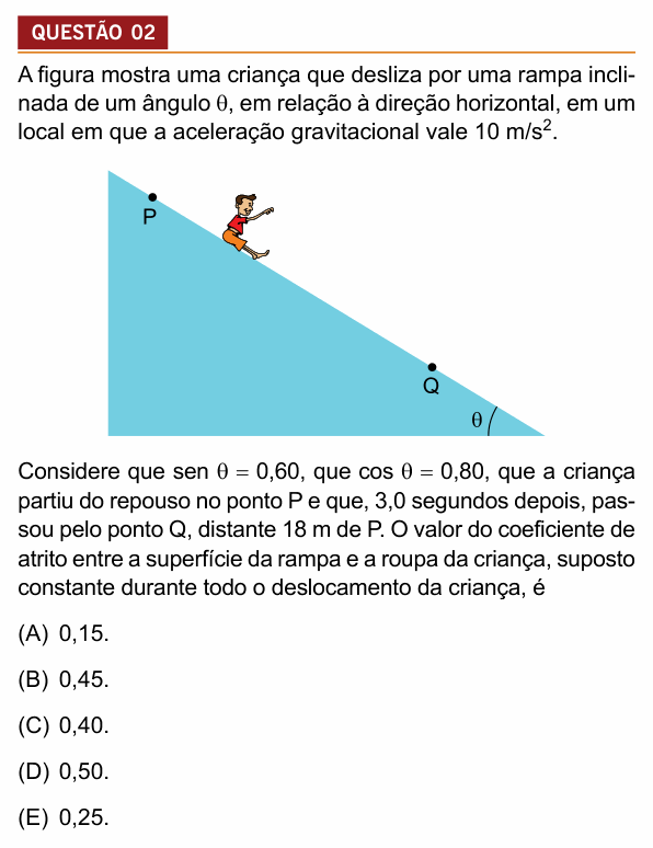 Enunciado da questão 2 de Física do Insper 2020 (Engenharias)