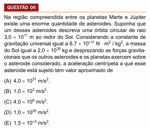 Enunciado da questão 4 de Física do Insper 2020 (Engenharias)