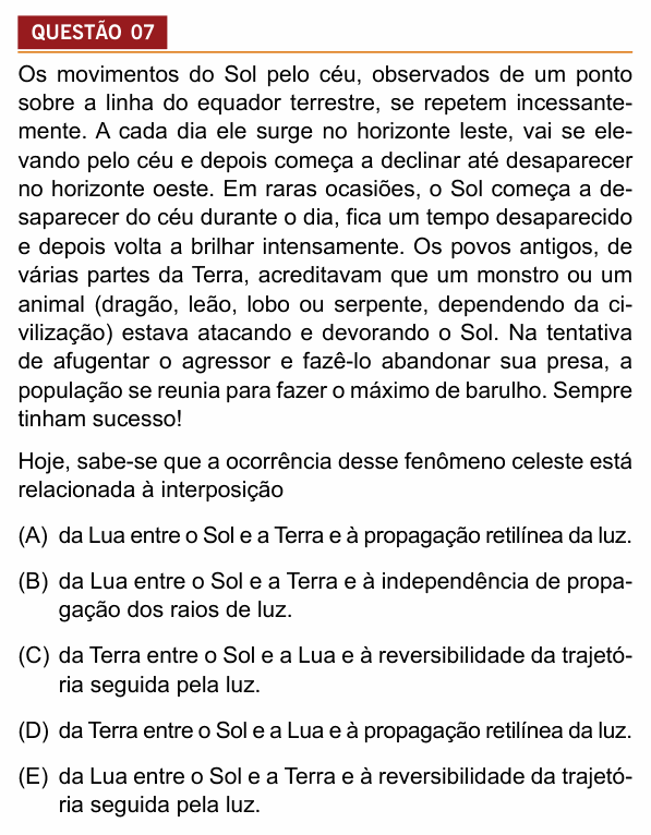 Enunciado da questão 7 de Física do Insper 2020 (Engenharias)