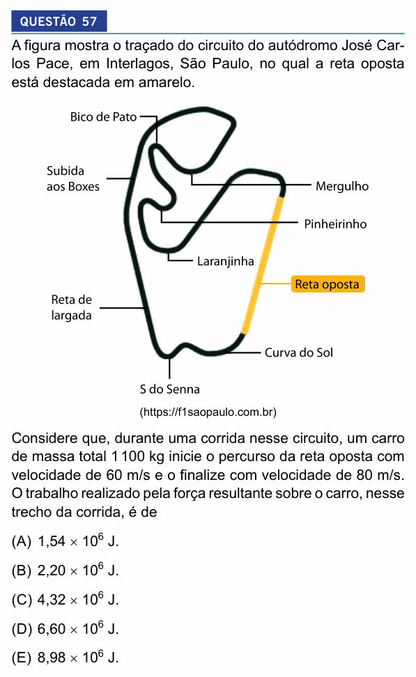 Enunciado da questão 57 de Física do Insper 2026 (2º semestre)