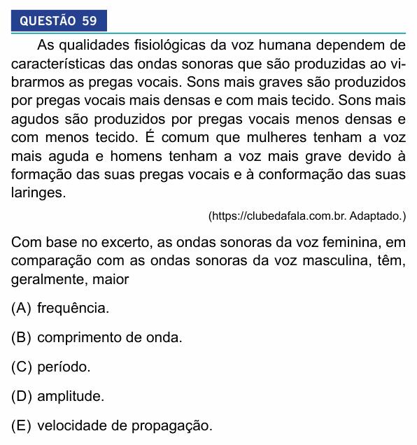 Enunciado da questão 59 de Física do Insper 2026 (2º semestre)