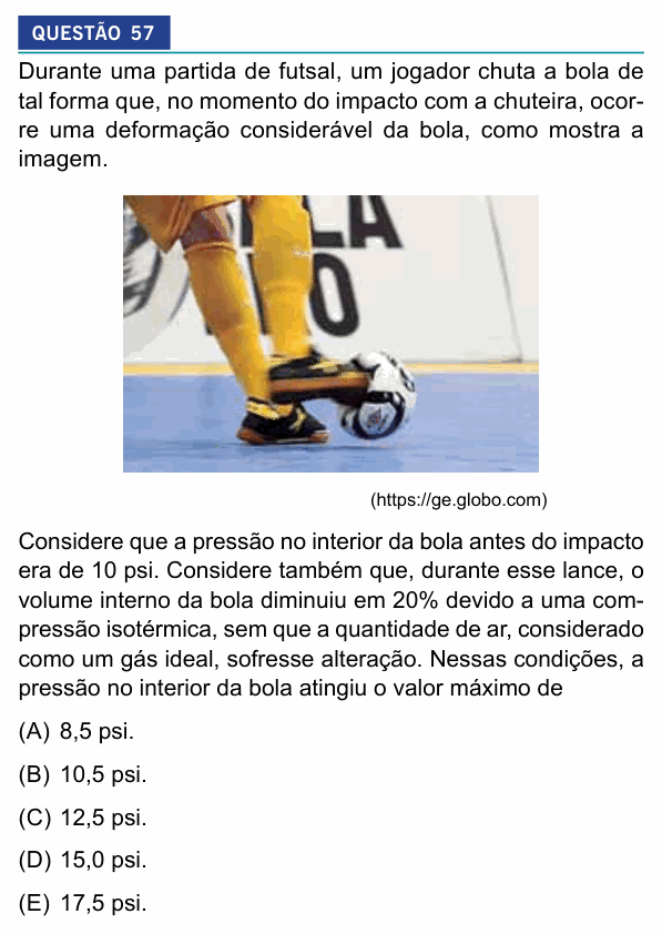 Enunciado da questão 57 de Física do Insper 2026