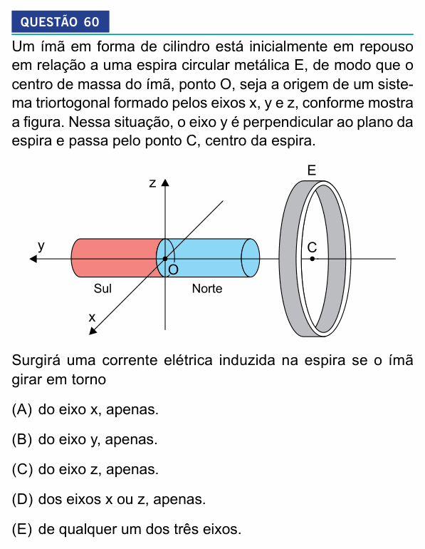 Enunciado da questão 60 de Física do Insper 2026 (reaplicação)