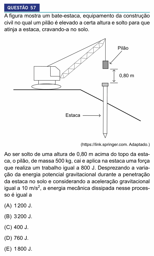 Enunciado da questão 57 de Física do Insper 2027