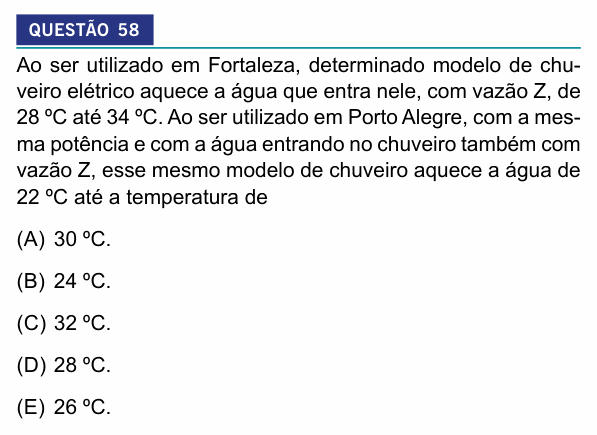 Enunciado da questão 58 de Física do Insper 2027