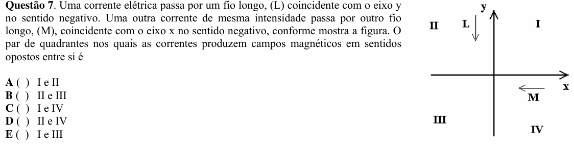 Enunciado da questão 7 de Física do ITA 2008