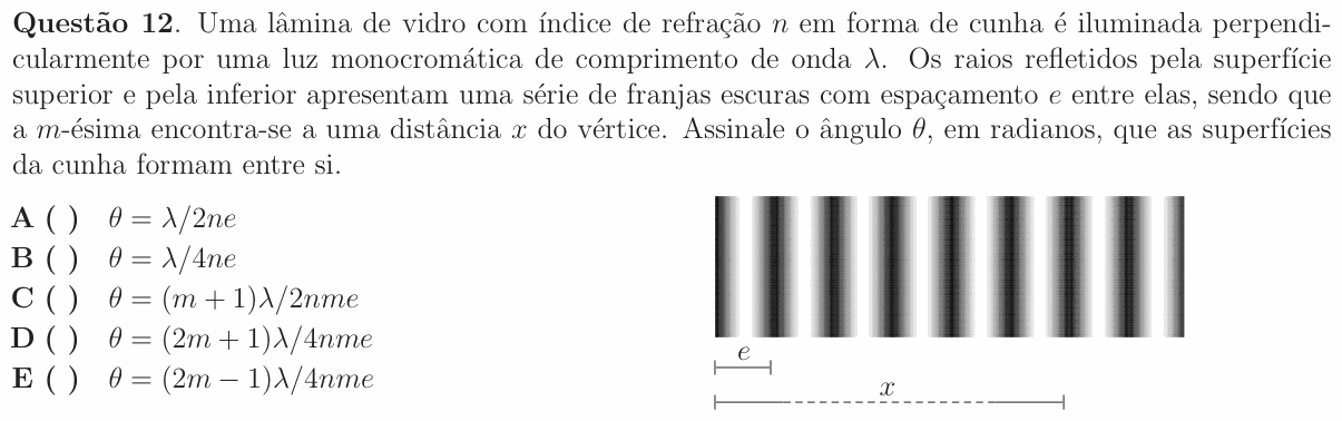 Enunciado da questão 12 de Física do ITA 2009