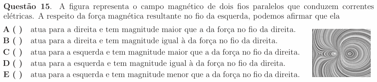 Enunciado da questão 15 de Física do ITA 2009