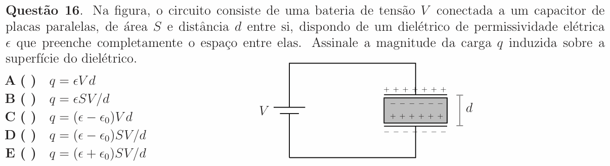 Enunciado da questão 16 de Física do ITA 2009