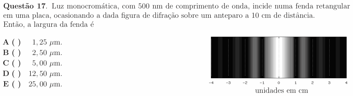 Enunciado da questão 17 de Física do ITA 2009