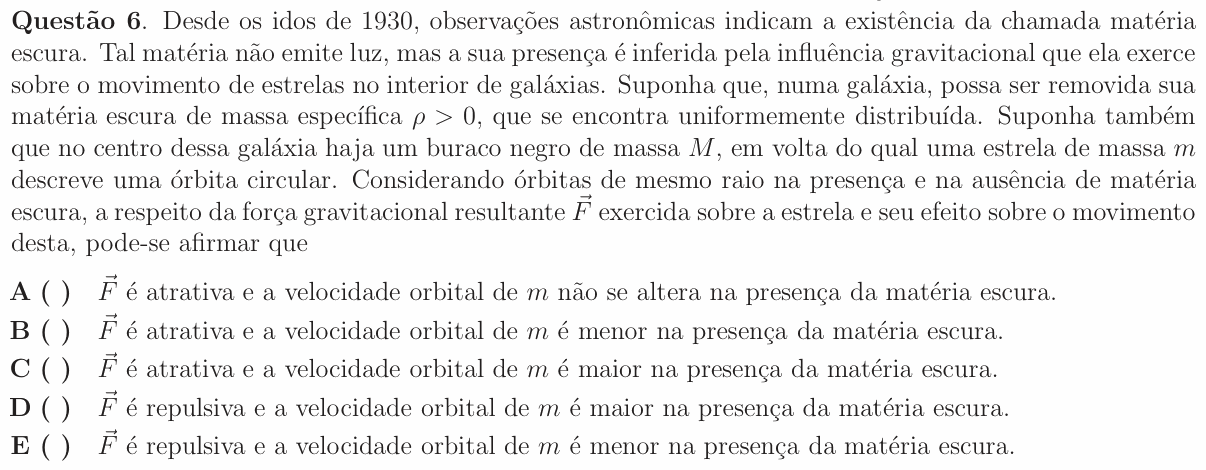Enunciado da questão 6 de Física do ITA 2009