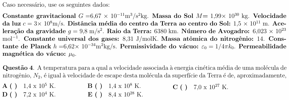 Enunciado da questão 4 de Física do ITA 2010