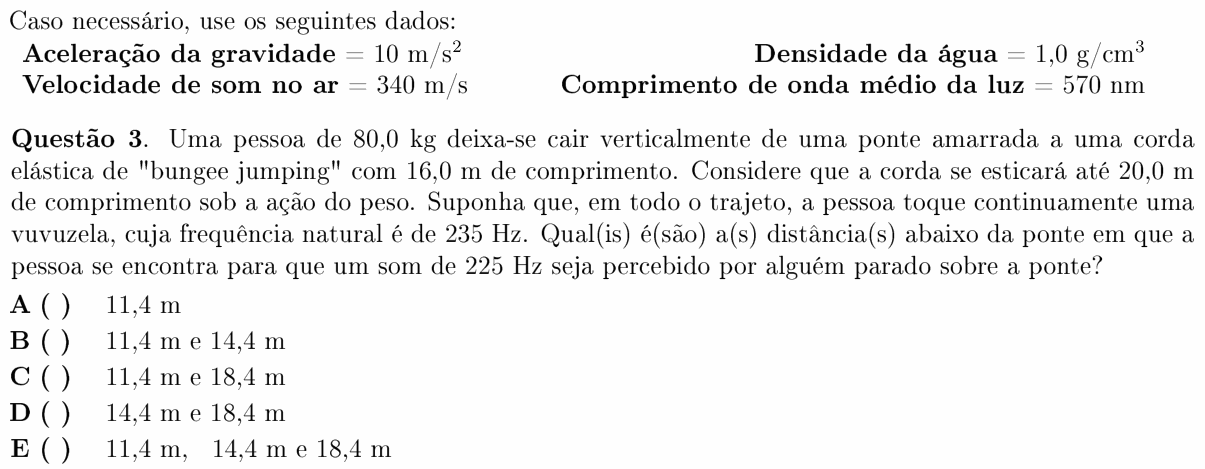 Enunciado da questão 3 de Física do ITA 2011