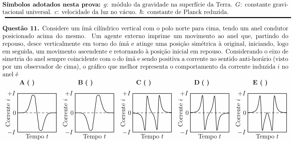 Enunciado da questão 11 de Física do ITA 2014