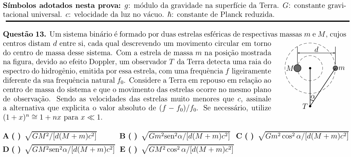 Enunciado da questão 13 de Física do ITA 2014