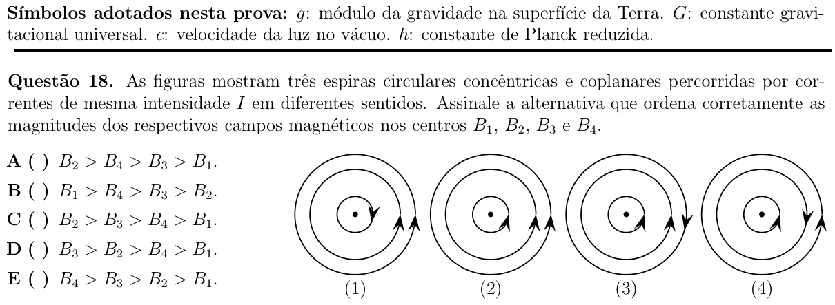 Enunciado da questão 18 de Física do ITA 2014