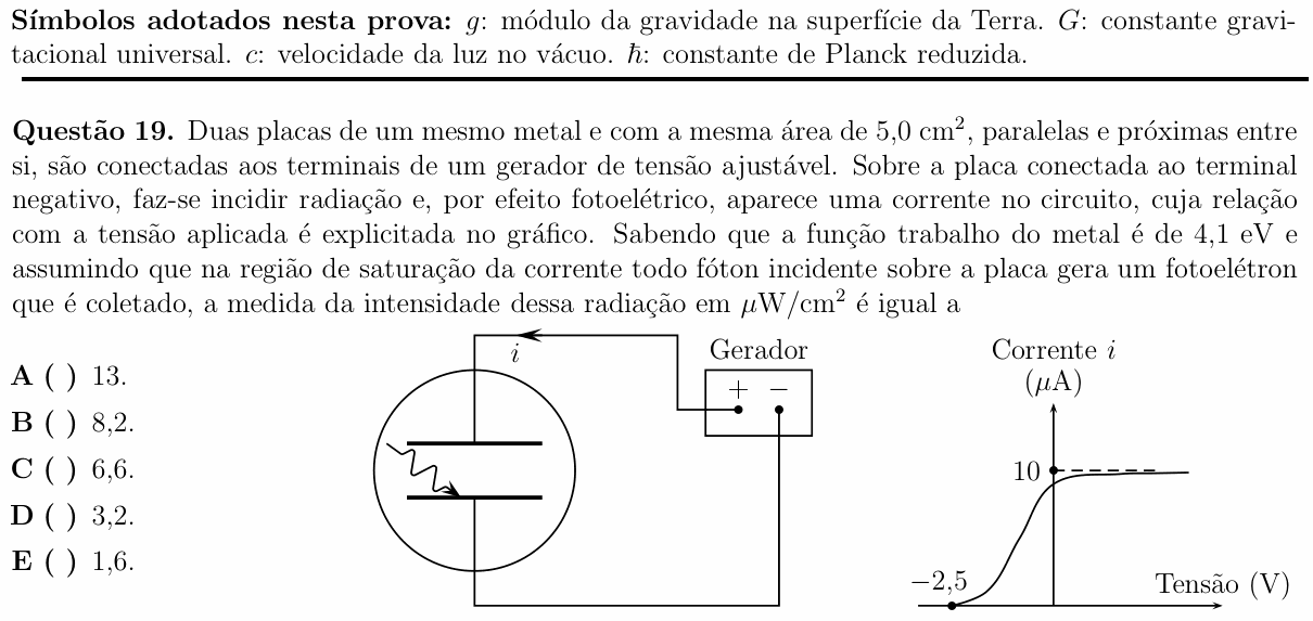 Enunciado da questão 19 de Física do ITA 2014