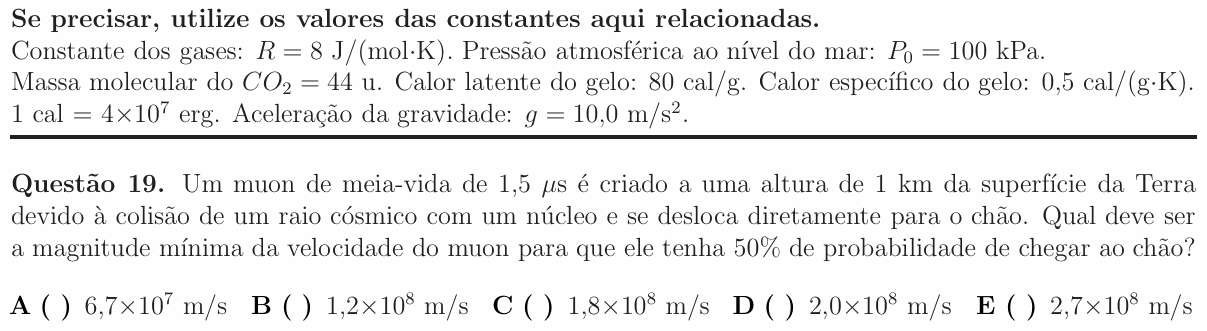 Enunciado da questão 19 de Física do ITA 2015