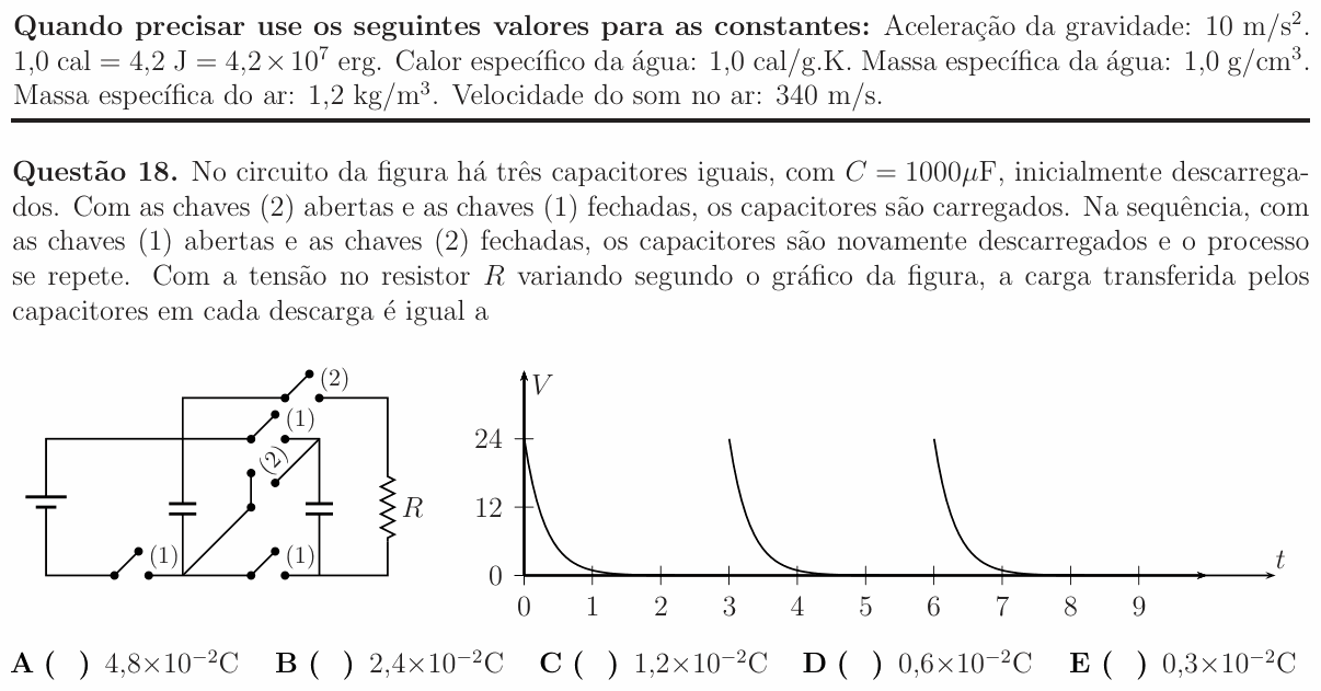 Enunciado da questão 18 de Física do ITA 2016