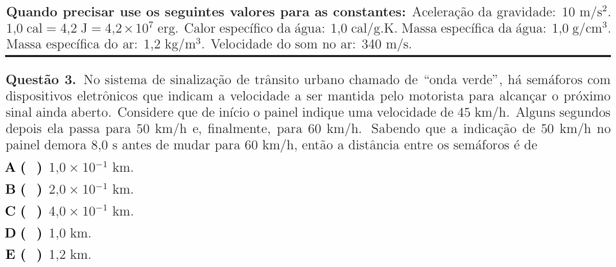 Enunciado da questão 3 de Física do ITA 2016
