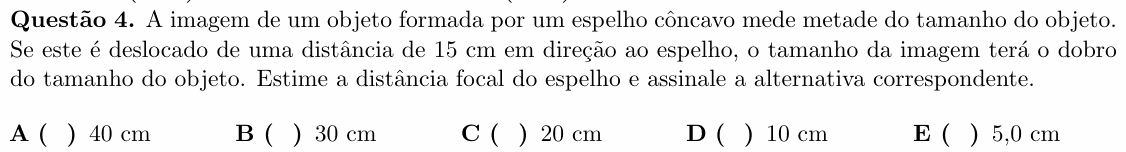 Enunciado da questão 4 de Física do ITA 2019
