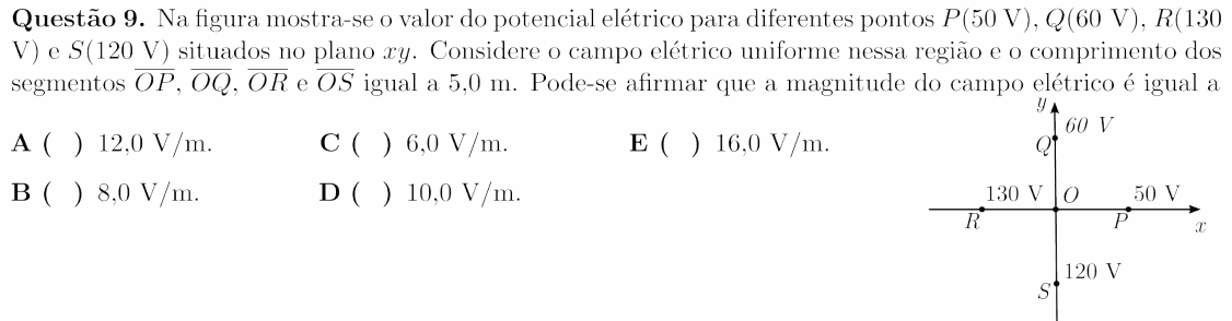 Enunciado da questão 9 de Física do ITA 2019