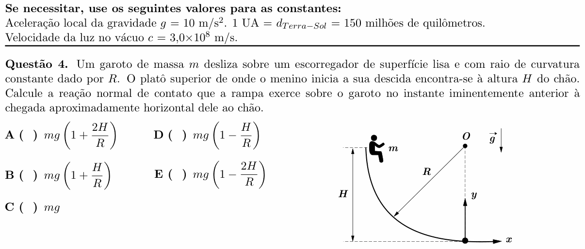 Enunciado da questão 4 de Física do ITA 2022
