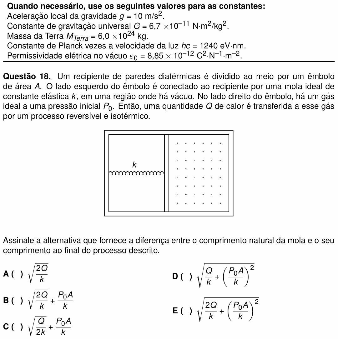 Enunciado da questão 18 de Física do ITA 2025