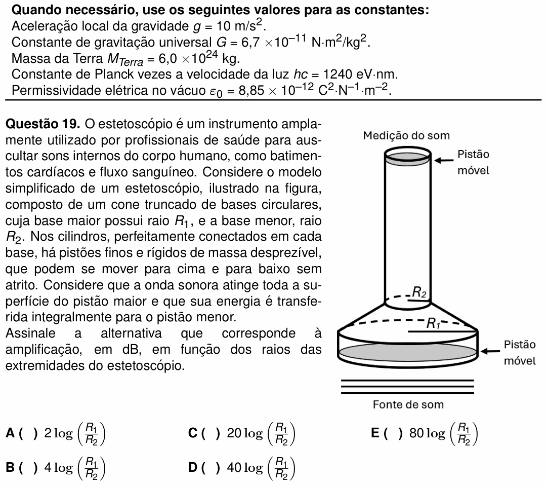 Enunciado da questão 19 de Física do ITA 2025