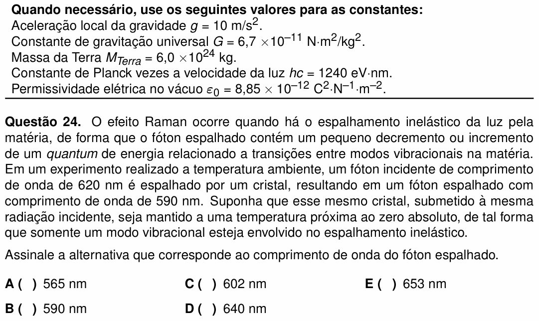 Enunciado da questão 24 de Física do ITA 2025