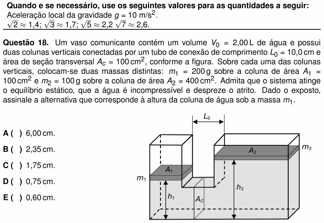 Enunciado da questão 18 de Física do ITA 2026