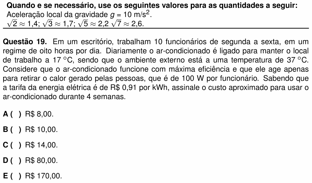 Enunciado da questão 19 de Física do ITA 2026