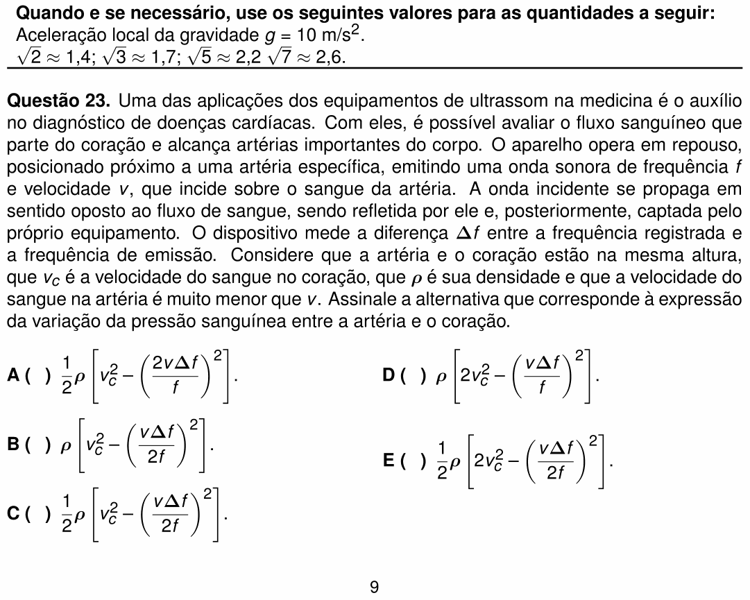 Enunciado da questão 23 de Física do ITA 2026