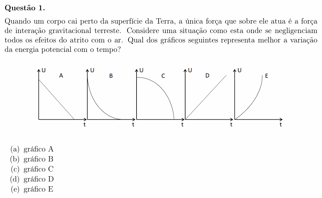 Enunciado da questão 1 de Física do OBF 2023 (1ª fase, Nível I)