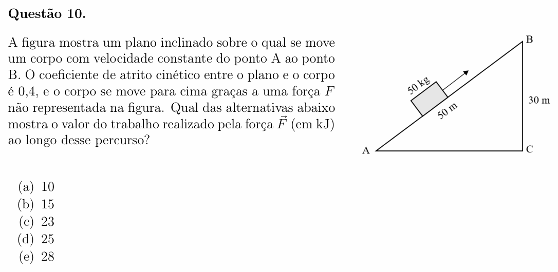 Enunciado da questão 10 de Física do OBF 2023 (1ª fase, Nível I)