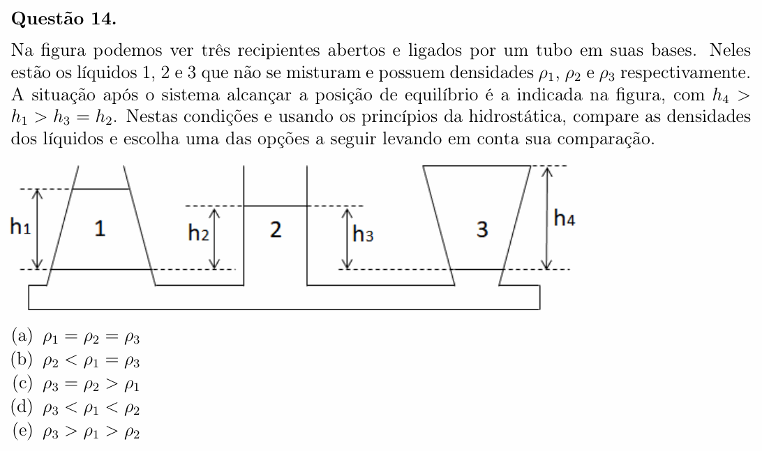 Enunciado da questão 14 de Física do OBF 2023 (1ª fase, Nível I)