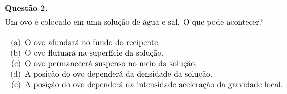Enunciado da questão 2 de Física do OBF 2023 (1ª fase, Nível I)