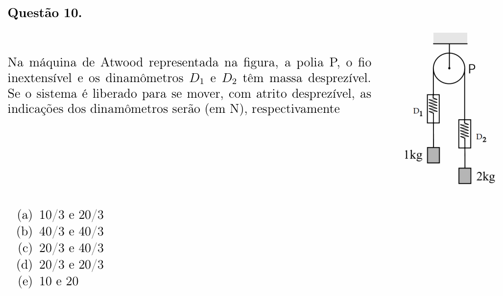 Enunciado da questão 10 de Física do OBF 2023 (1ª fase, Nível II)