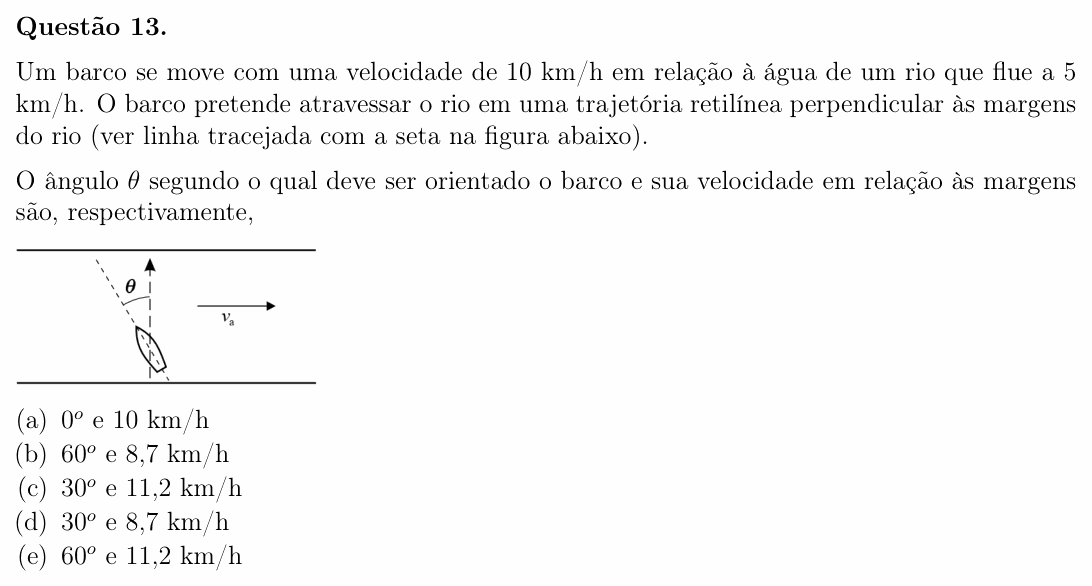 Enunciado da questão 13 de Física do OBF 2023 (1ª fase, Nível II)