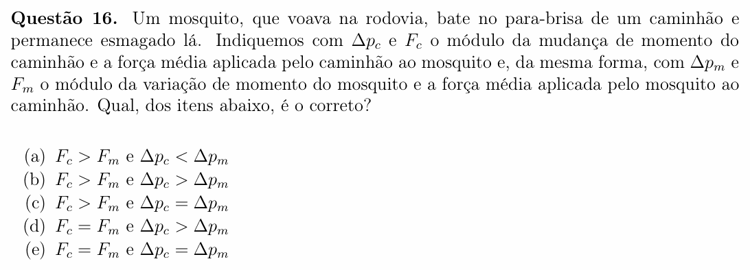 Enunciado da questão 16 de Física do OBF 2023 (1ª fase, Nível II)