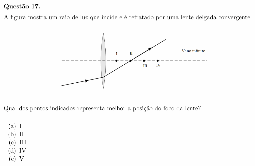 Enunciado da questão 17 de Física do OBF 2023 (1ª fase, Nível II)