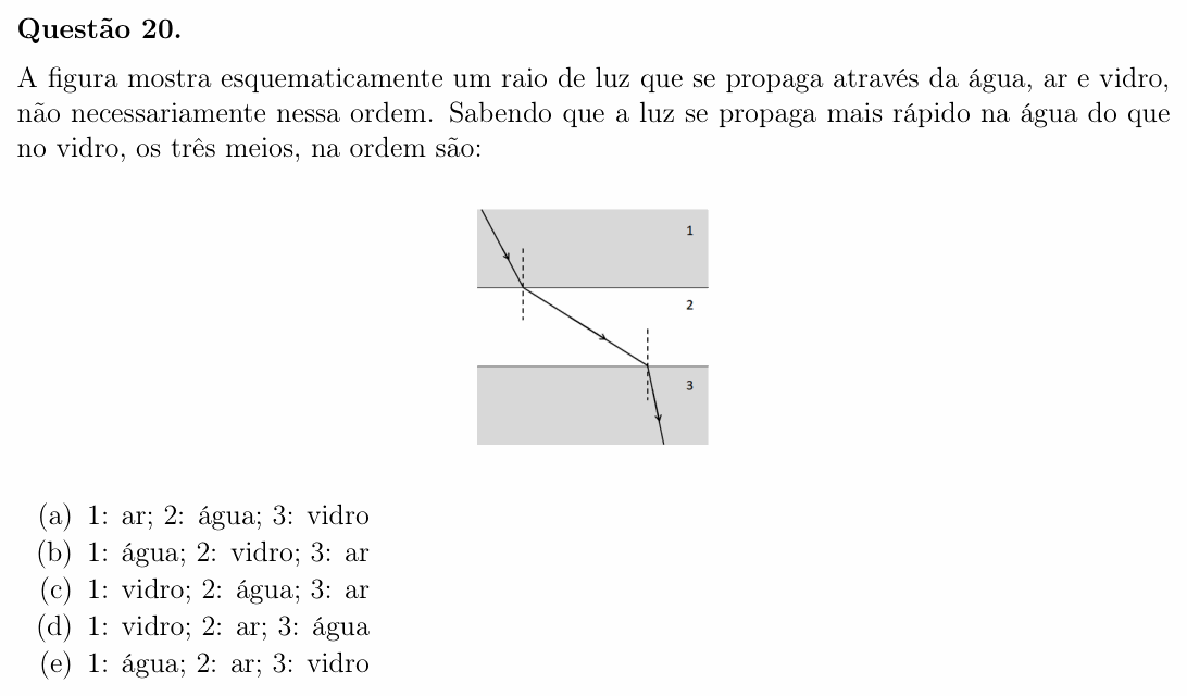 Enunciado da questão 20 de Física do OBF 2023 (1ª fase, Nível II)