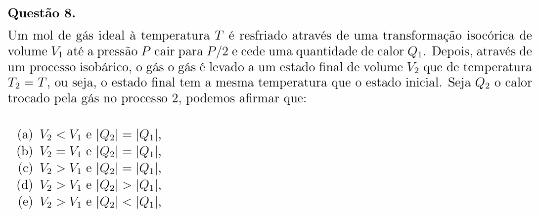 Enunciado da questão 8 de Física do OBF 2023 (1ª fase, Nível II)
