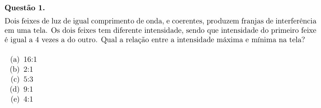Enunciado da questão 1 de Física do OBF 2023 (1ª fase, Nível III)