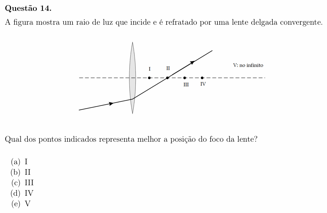 Enunciado da questão 14 de Física do OBF 2023 (1ª fase, Nível III)