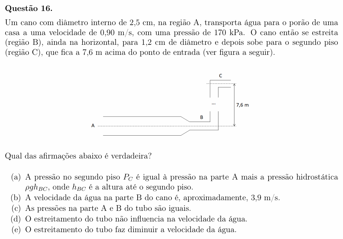Enunciado da questão 16 de Física do OBF 2023 (1ª fase, Nível III)