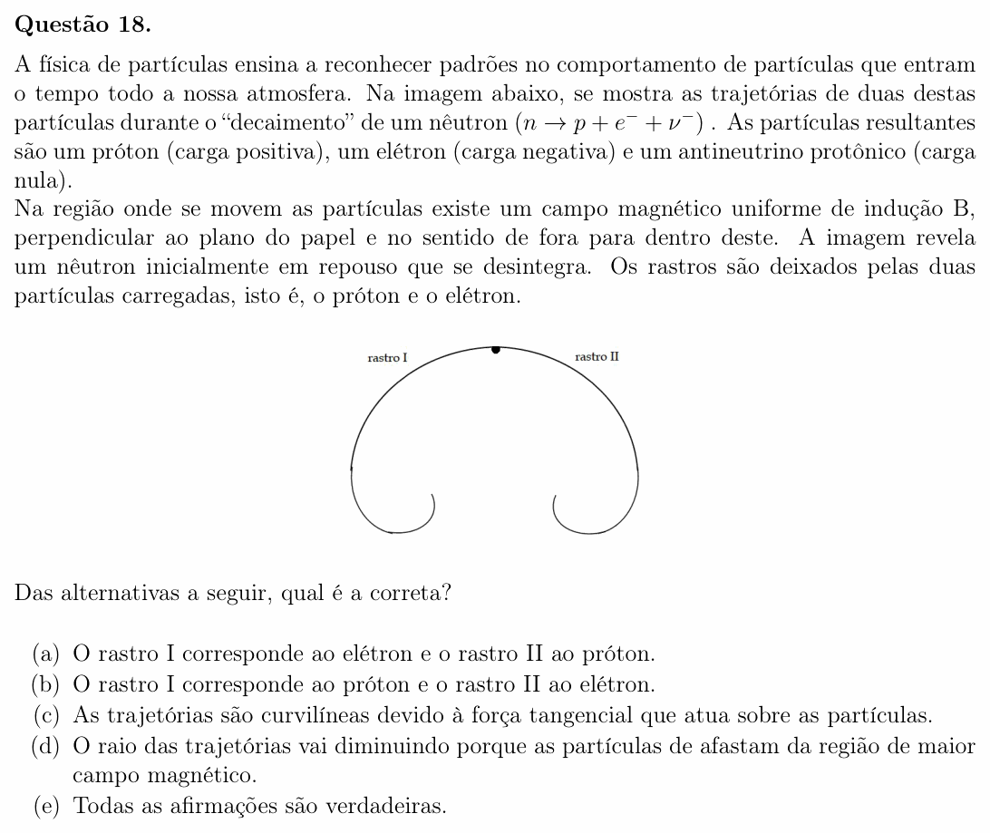 Enunciado da questão 18 de Física do OBF 2023 (1ª fase, Nível III)