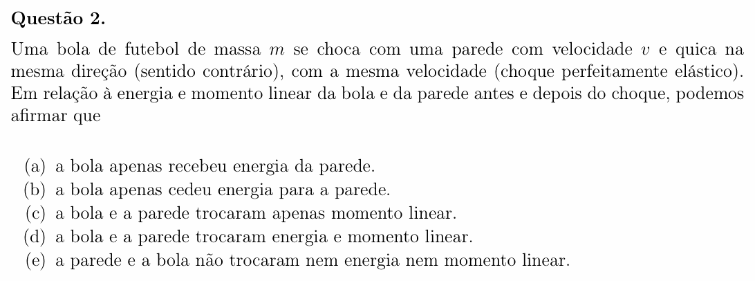 Enunciado da questão 2 de Física do OBF 2023 (1ª fase, Nível III)