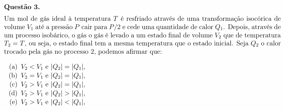 Enunciado da questão 3 de Física do OBF 2023 (1ª fase, Nível III)