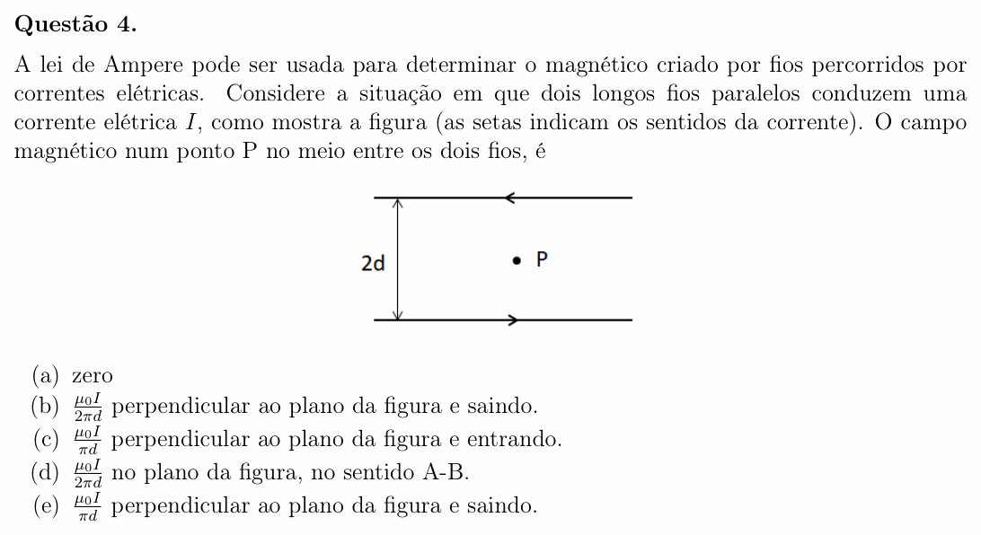 Enunciado da questão 4 de Física do OBF 2023 (1ª fase, Nível III)